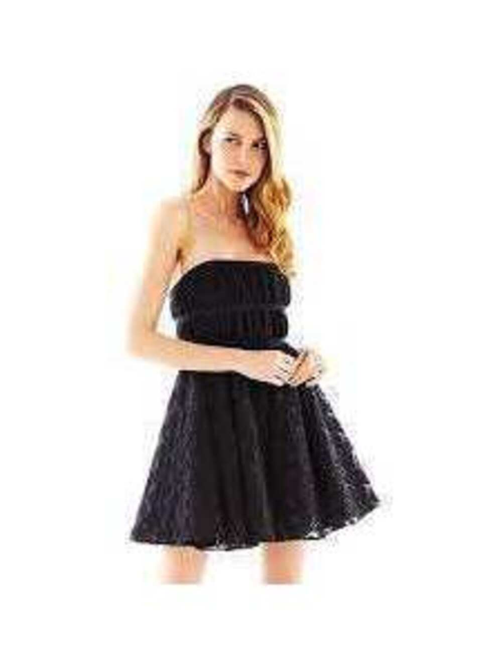 Pearl by Georgina Chapman EUC Women's Black Strapless Textured Lace Dress 2